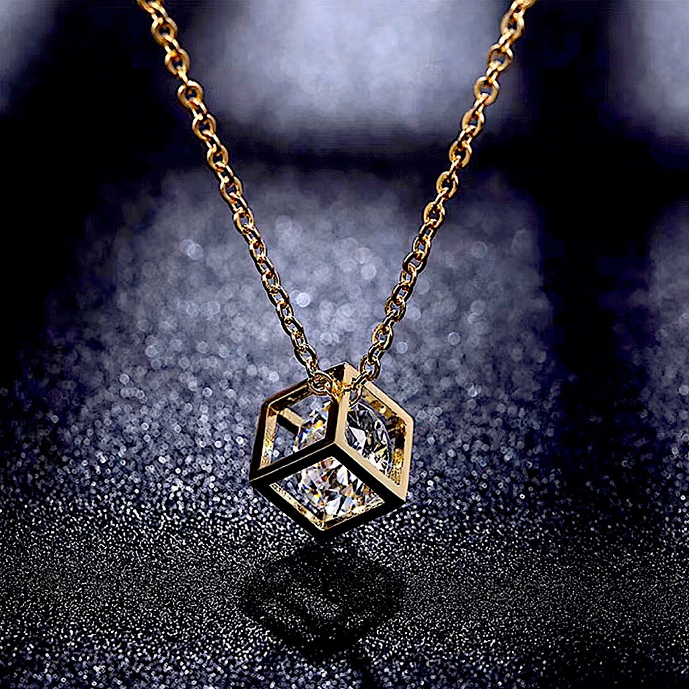 Zircon Cube Necklace- 18 inch  NEW